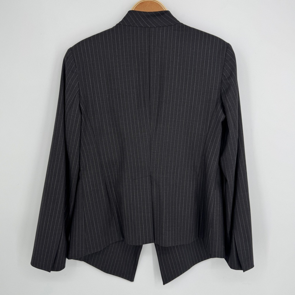 MM.LaFleur Pinstripe Skirt Suit Set 8 Charcoal Grey Wool Career Workwear Office - Picture 9 of 14